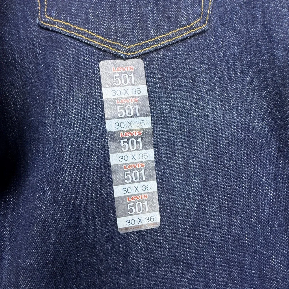 Levis 501 Original Fit Jeans Mens 30x36 Dark Wash Straight Leg Button Fly NWT